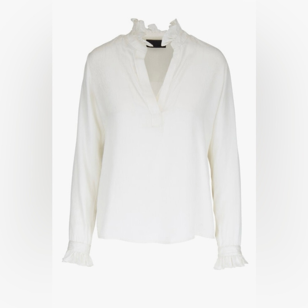 Nili Lotan Esther silk blouse top ruffled XS cream